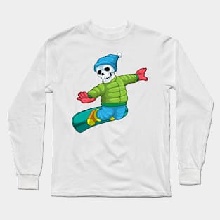 Skeleton as Snowboarder with Snowboard Long Sleeve T-Shirt